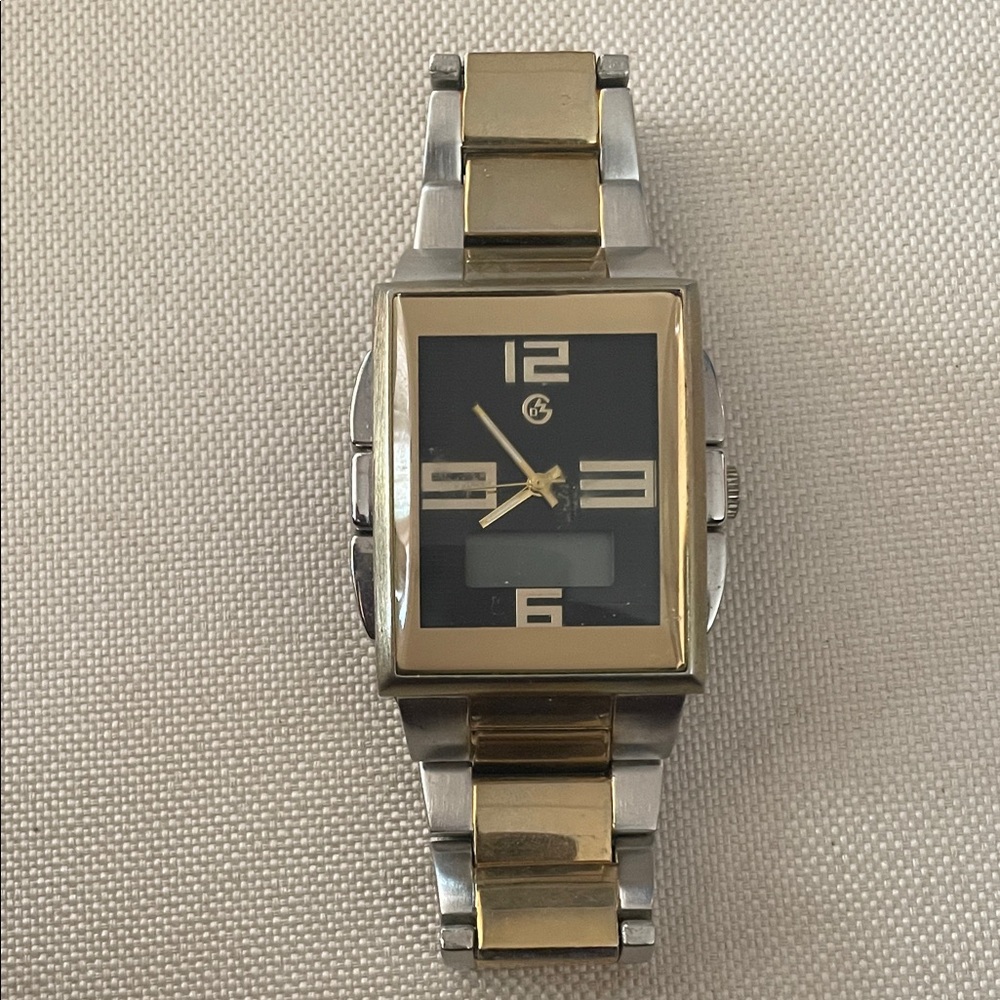 Gold and Silver Rectangular Watch